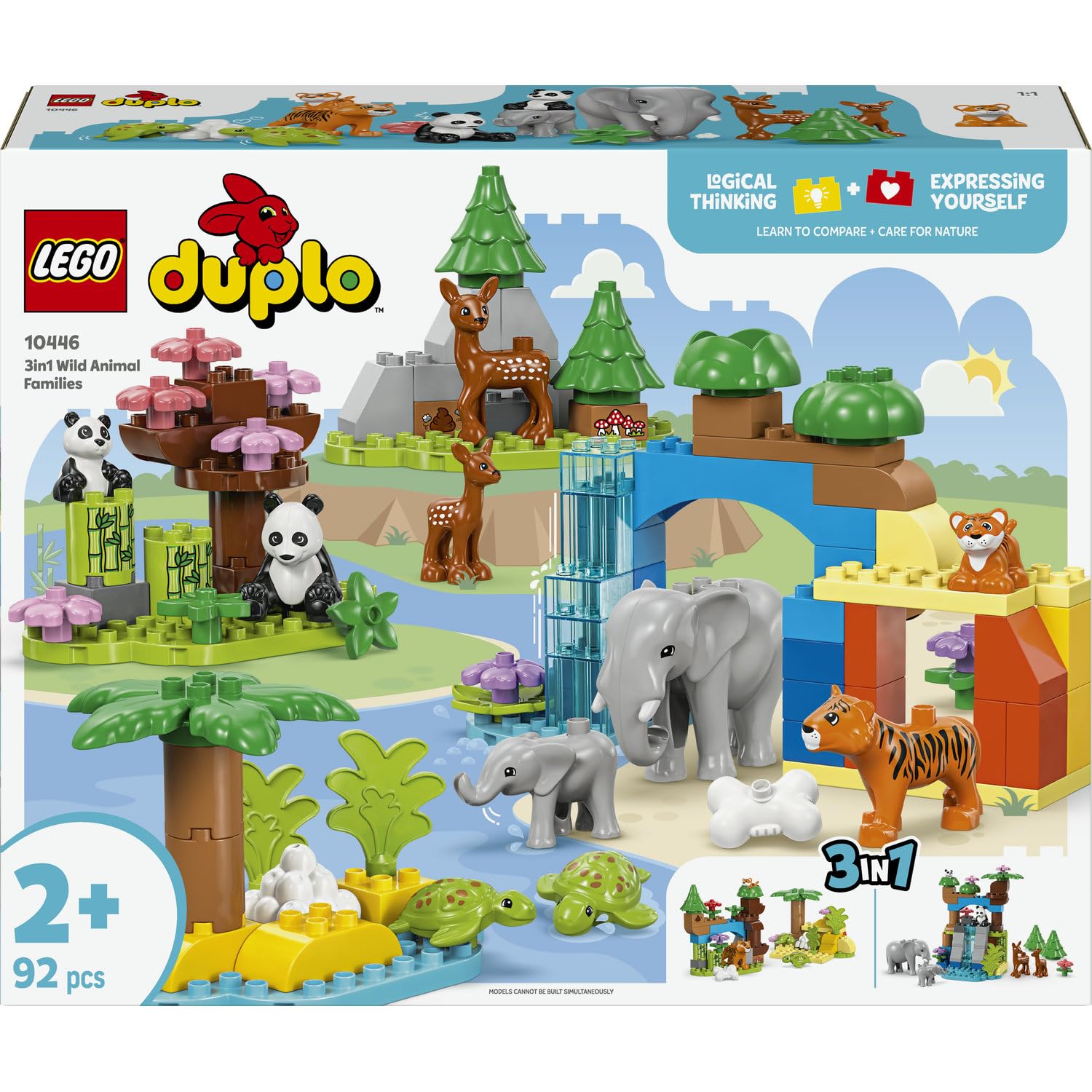 LEGO DUPLO Wildtier-Familien 3-in-1-Set 10446 | Spielzeug ab 2 Jahren für Jungen & Mädchen, Kleinkinder Lernspielzeug mit Tierfiguren, Geschenk für Kinder, 92 Teile