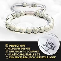 Vista 81 de Adjustable Crystal Bracelet – Gemstone Bead Bracelet with Adjustable Macrame String – Chic Gemstone Bracelet for Men and Women – 8mm Round Healing