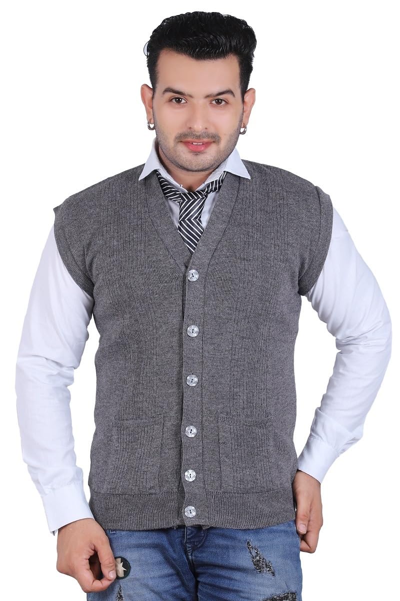 Cardigan Mens Sleeveless Front Open D-Grey Cardigan/Sweater/Jacket-image-45
