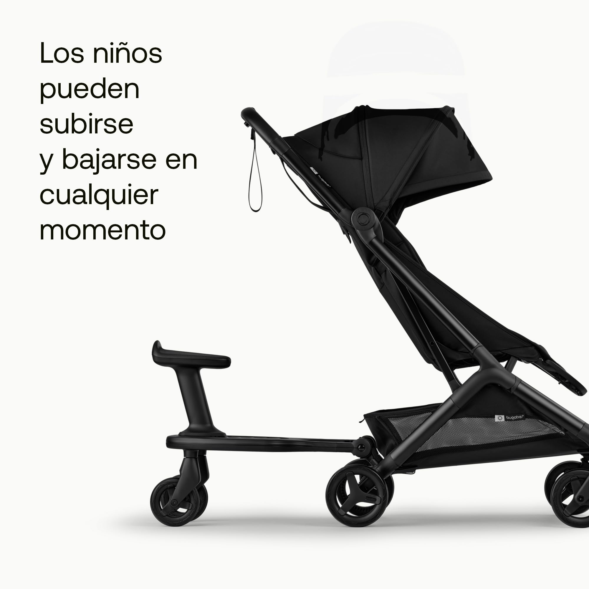 Bugaboo Patinete Acoplado+ Confort con silla extraíble: patinete con opción para sentarse o ir de pie, compatible con todos los carritos Bugaboo, 2 ruedas para mayor comodidad y estabilidad