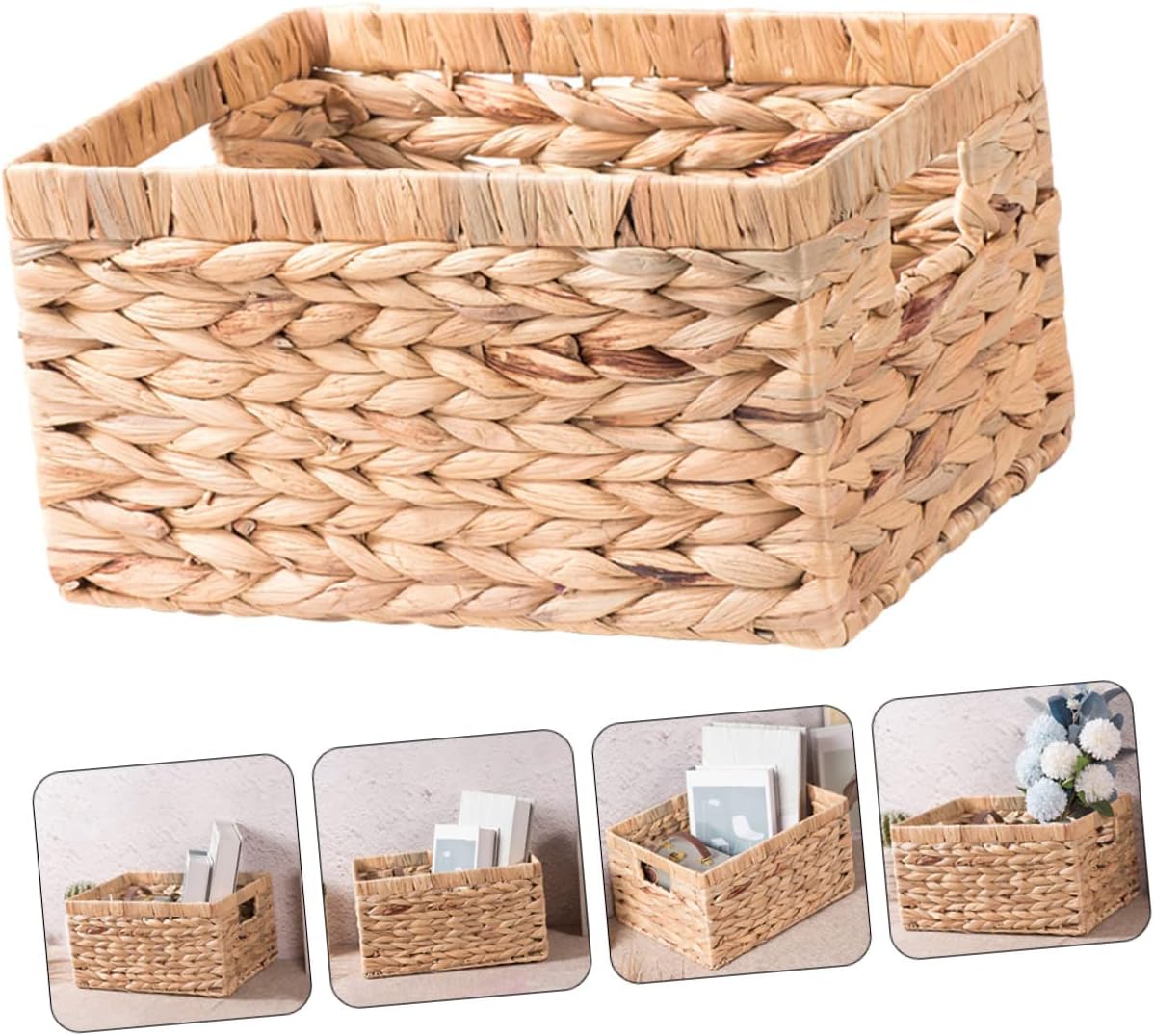 KICHOUSE Multi-functional Storage Basket for Closet Natural Style Woven Basket Office Organizer