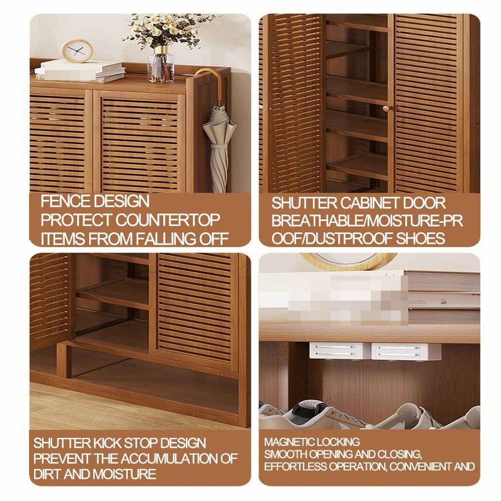 Zapatero de bambú Independiente,con 3 Puertas Almacenamiento,Mueble Zapatero Organizador,Gran Capacidad,Ahorro De Espacio,Mueble,para Entrada,Sala De Estar,Pasillo