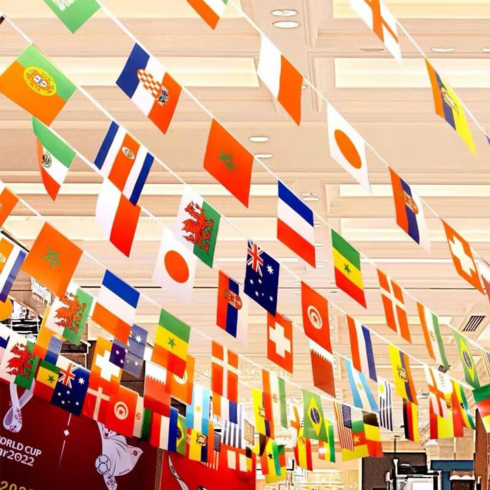 World Cup Bunting Flags 48 Teams Flags, 15M 48pcs Bunting Flags Double Sided Fabric Banner for 2026 World Cup Football Party Decoration — view 6
