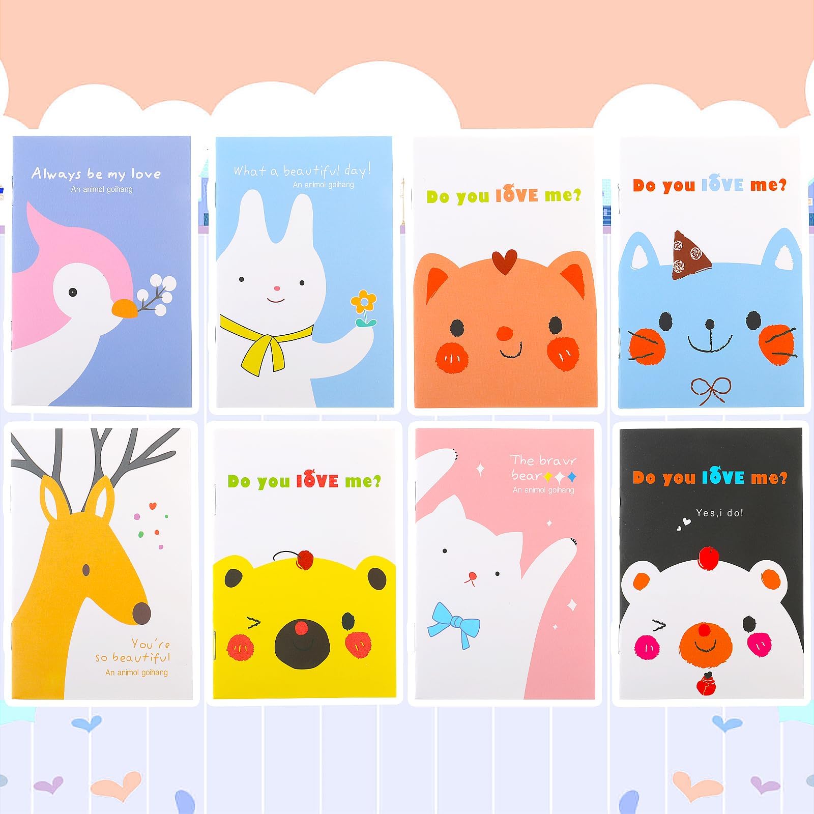 Abeillo 8 Pcs Cute Mini Notebooks, Brightly Colored Pocket Notebook 10.5x7cm Small Journals Notepads Mini Notebook for Kids Teacher School Office Rewards Supplies