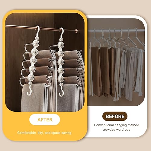 Miniatura 7 de Worparsen Rotatable Tie Organizer Foldable Pants Hanger Hanging Space Saving Holder Trousers Storage Shelf Closet Organizer Yellow