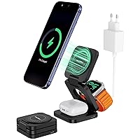 KU XIU X55 Turbo Qi2.2 25W Caricatore Wireless per Magsafe, Pieghevole Stazione di Ricarica 3 in 1