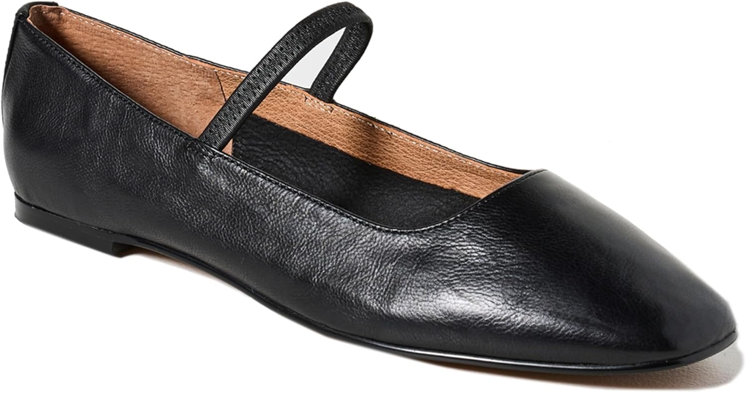 Mary Jane Ballet Flats for Women Square Toe Elastic Strap Slip on Ballerina Flats Dressy Casual Daily Wedding Party Shoes