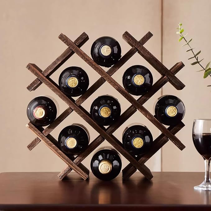 Estante para Vino de Madera, 9 Botellas, para Mesa miniatura 4