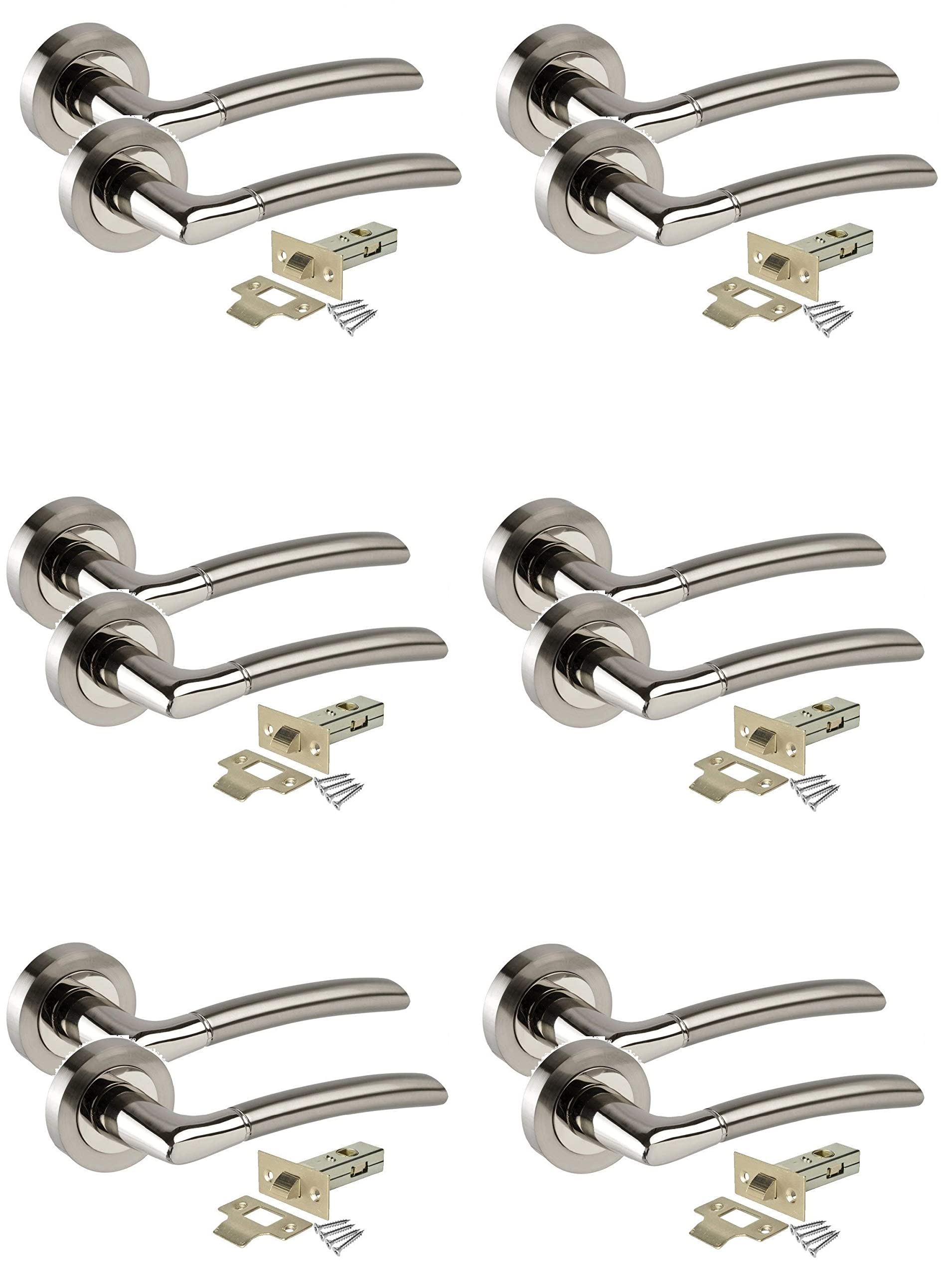 Golden Grace Indiana Door Handles - Duo Chrome - 6 Pack