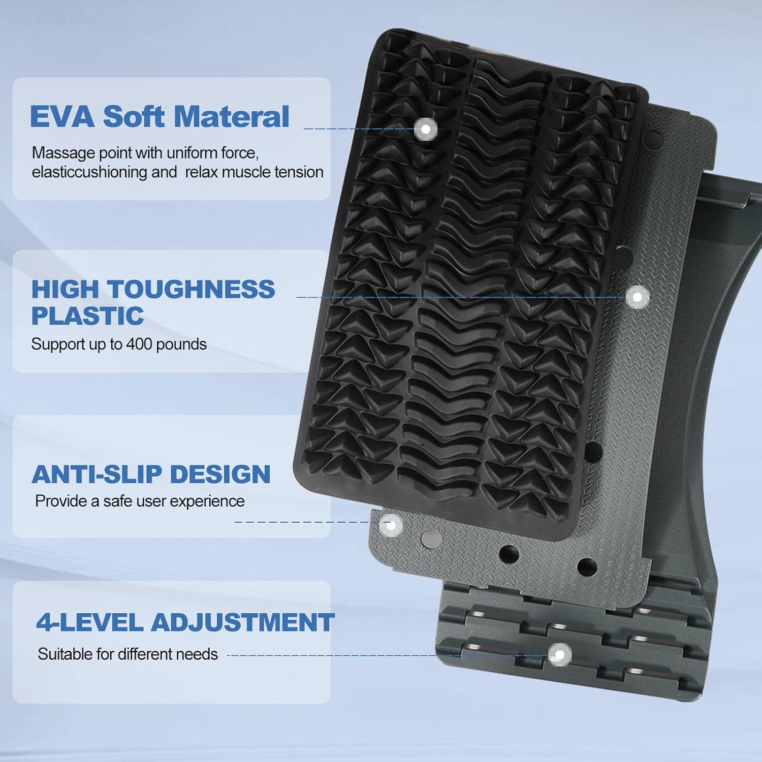 Back Stretcher Massager for Lower Lumbar Pain Relief, Multi-Level Adjustable Stretching Device, Lumbar Support, Back Pain Relief Support, Spine Decompressor Cracker Board