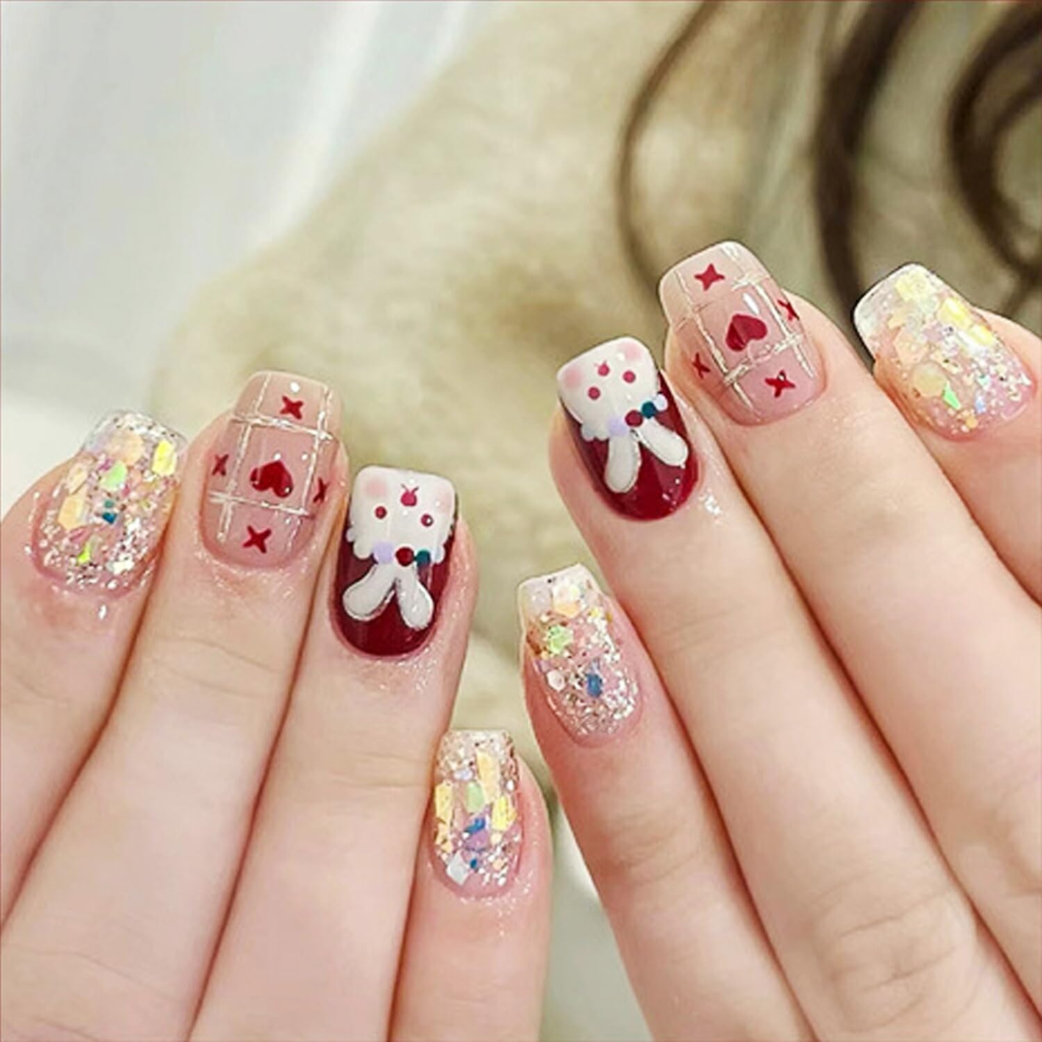 ネイルチップ・付け爪 rianosaurusu Risa ネイルチップ 付け爪 チップ ショート ロング 24枚 グルー
