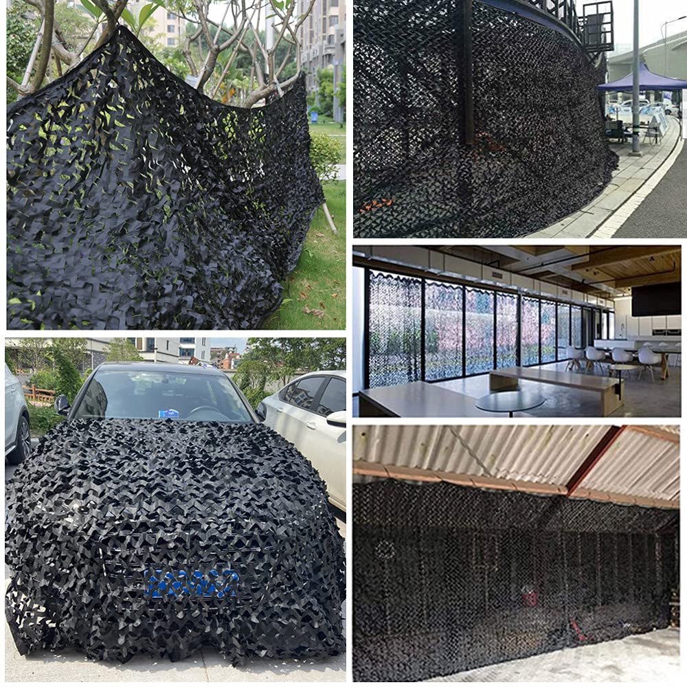 Rete Mimetica Reticolato da Camuffamento Camouflage Tela Netto Mimetico per Campeggio Caccia Ombra Tenda Nero 3m x 3m