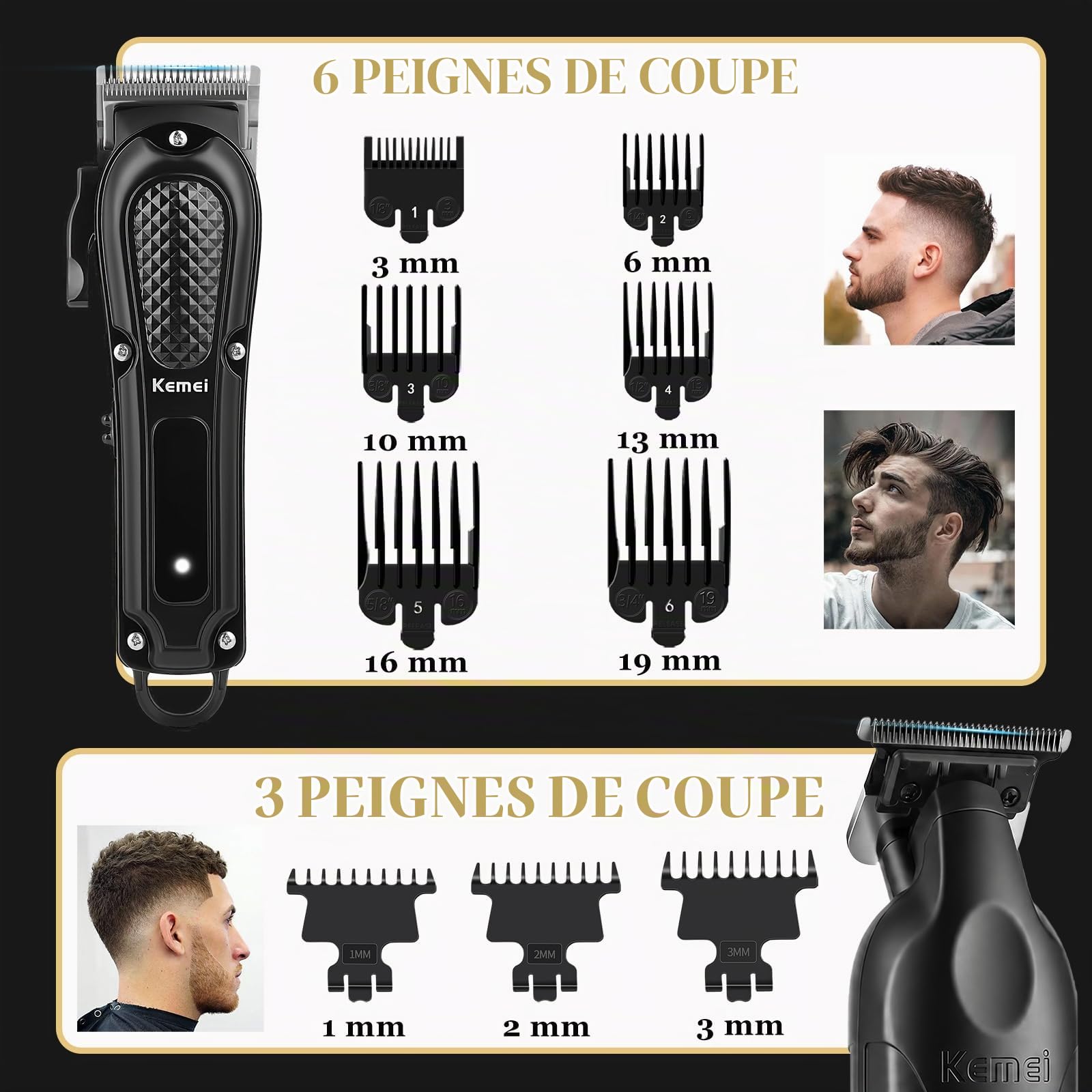 KEMEI 2299/1071/2024 Tondeuse à cheveux professionnelle pour hommes