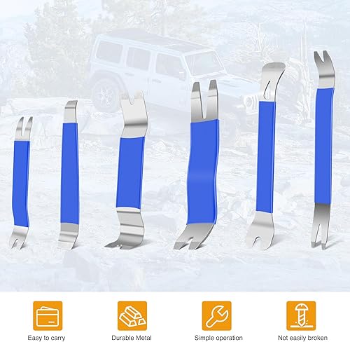 Miniatura 118 de GOOACC Kit de 5 piezas de herramientas para remover los clips de molduras de puertas y tablero de audio del automóvil sin rayar Azul