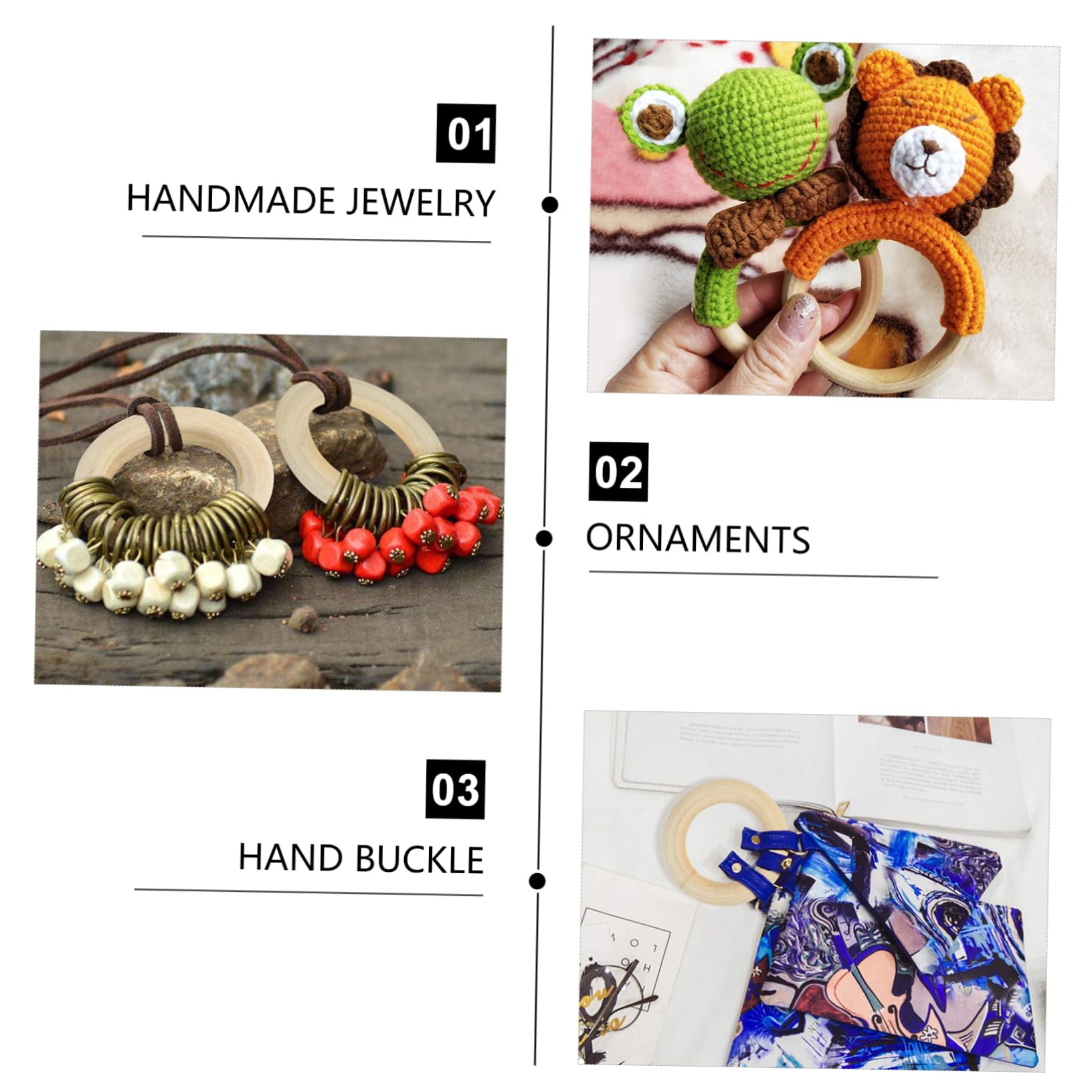 Operitacx 60pcs Wooden Curtain Natural Color Hanging Buckle for Crafts and Home to Smooth Finish for Comfortable Touch