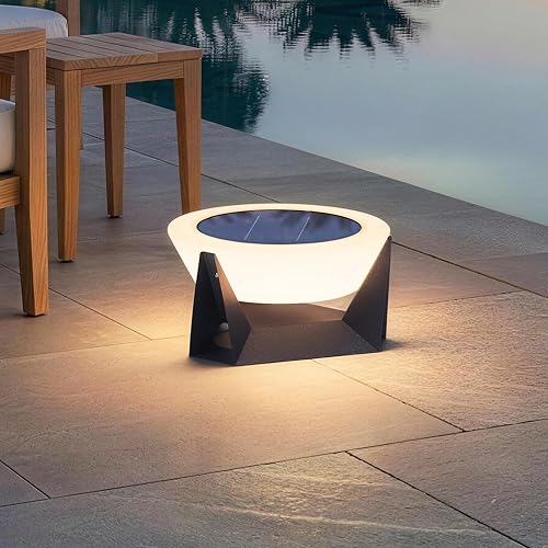 Solar Floor Lamp, Medium Solar Lantern, 3000K LED Outdoor Lanterns for Porch, Dusk to Dawn Outdoor Lights for Patio, Waterproof Floor Lamps, Modern Garden Lights Free Standing for Deck Table Yard