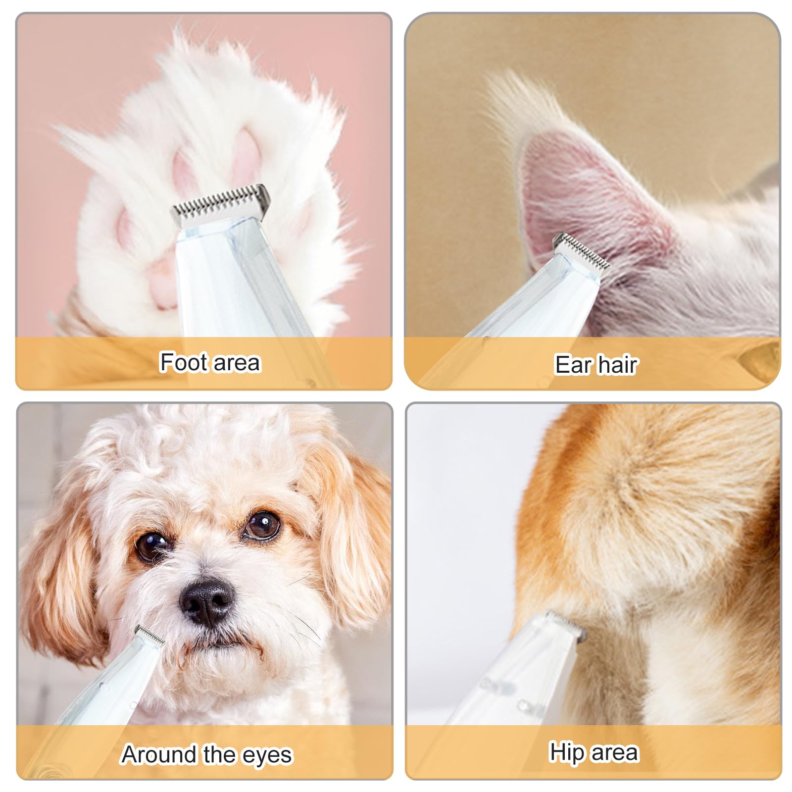 Tondeuse pour pattes de chien, tondeuse à pattes de chien, avec aspirateur, rechargeable et étanche, pour chiens, chats, pattes, visage, oreilles