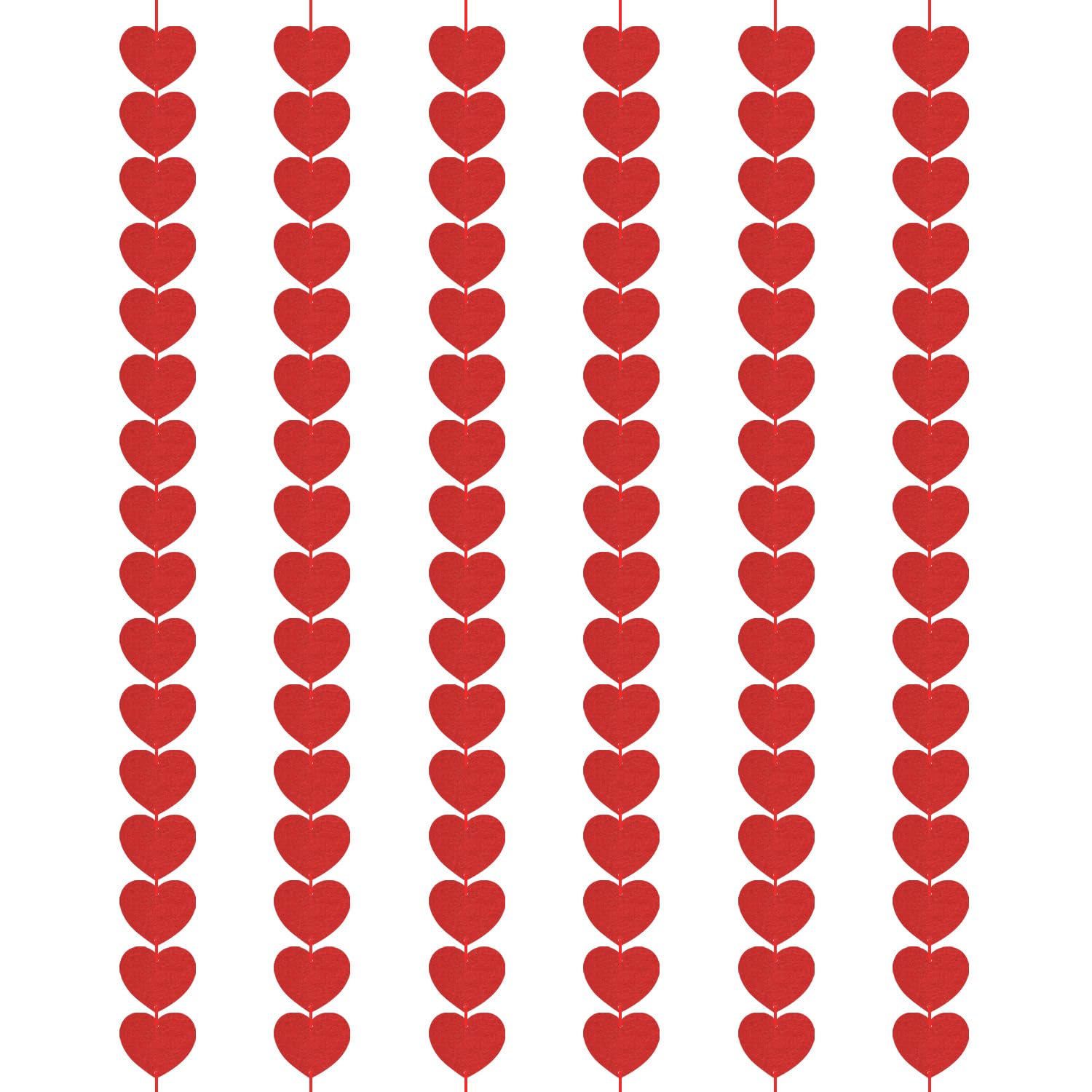 FIGCY 6-Pack Hanging Heart Bunting Banner Decorations, 96 Pieces in Red Vertical Hearts, Valentines and Anniversary Party Decor