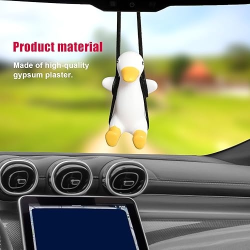 Miniatura 4 de Colgante de espejo retrovisor de automóvil, columpio colgante de pato oscilante, accesorios colgantes para espejo retrovisor, adorno colgante de