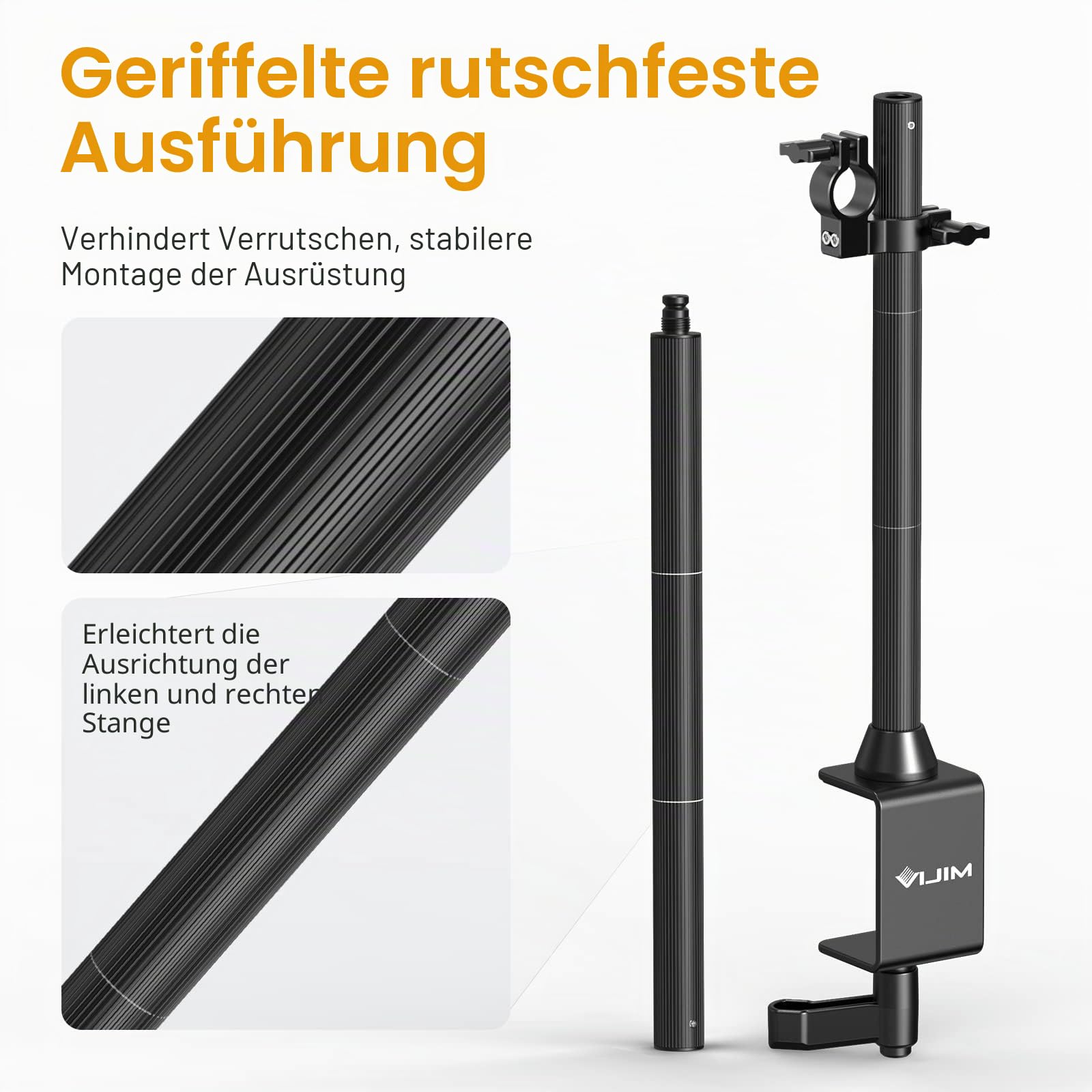 JUSMO LS15 Pro Kamera-Schreibtischhalterung, Aluminium, Überkopf-Kamera-Halterung, Tisch-Multi-Gerätestange zur Montage von magischen Armklemmen, DSLR, Kameras, Telefon, Licht, Mikrofon, Streaming