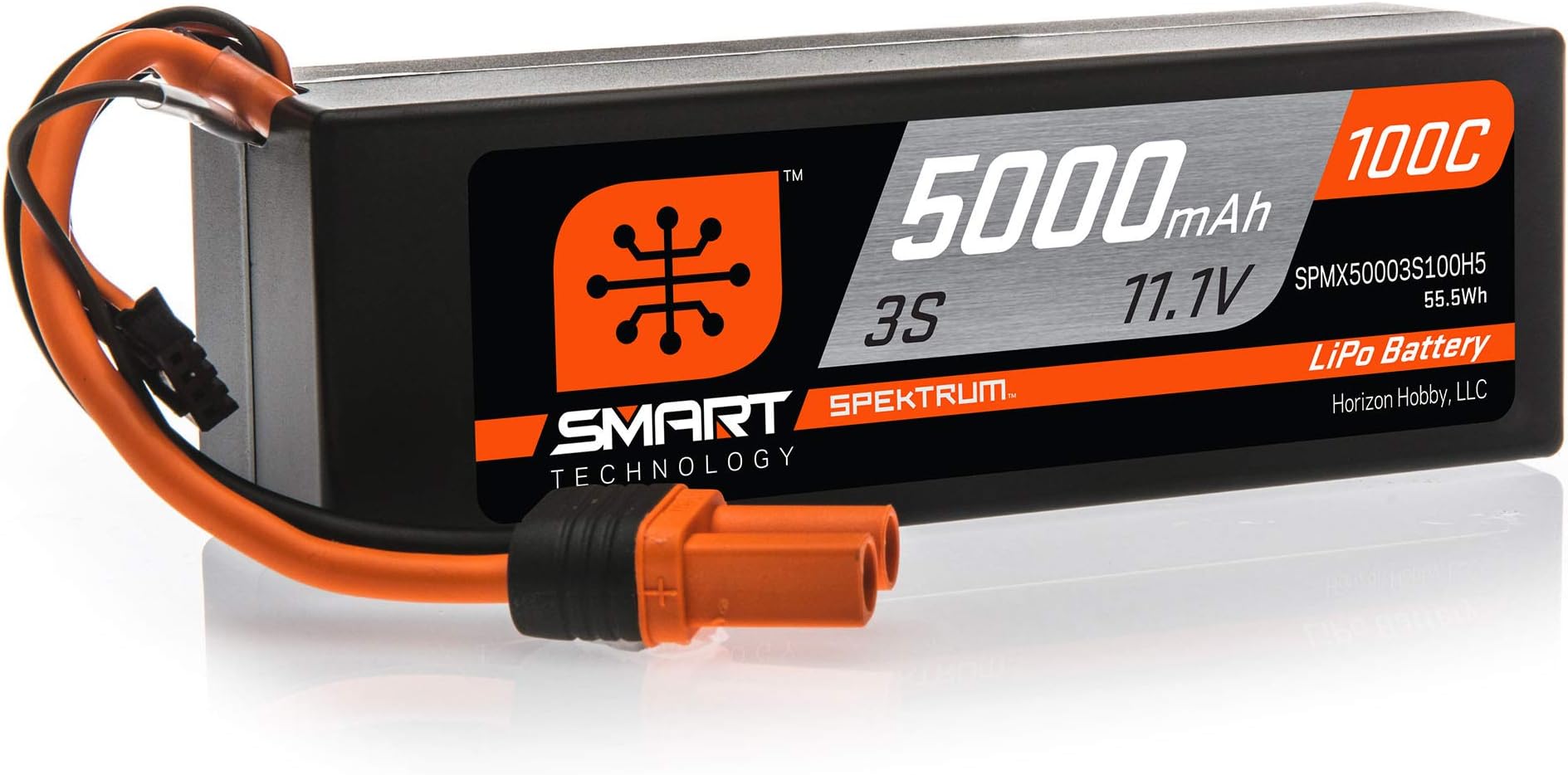 Spektrum 11.1V 5000mAh 3S 100C Smart Hardcase LiPo Battery: IC5, SPMX50003S100H5
