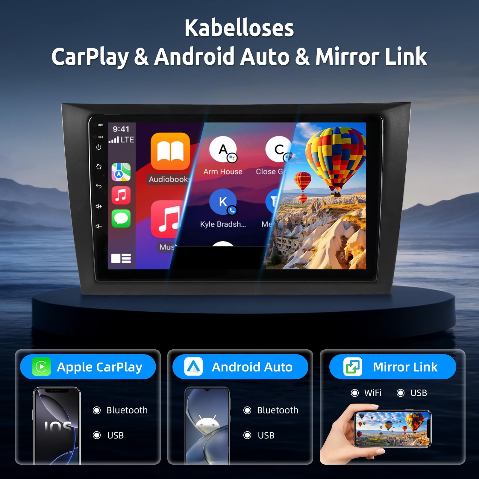 ESSGOO 4+64G Android 15 Autoradio mit Wireless Carplay und Android Auto Für Volkswagen Golf 6 2008-2016, 9 Zoll Auto Radio Display mit Bluetooth,WiFi,GPS, Mirror Link, FM, SWC