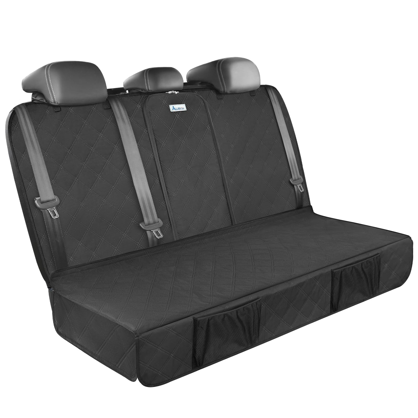 ALLANSING Upgraded 900D Heavy Duty Dog Back Bench Seat Cover, Car Seat Protector, 3 Seatbelts & Armrest Compatible, Waterproof Nonslip Pet Backseat Cover for Dogs & Kids, Fits Most Cars, SUVs, Trucks