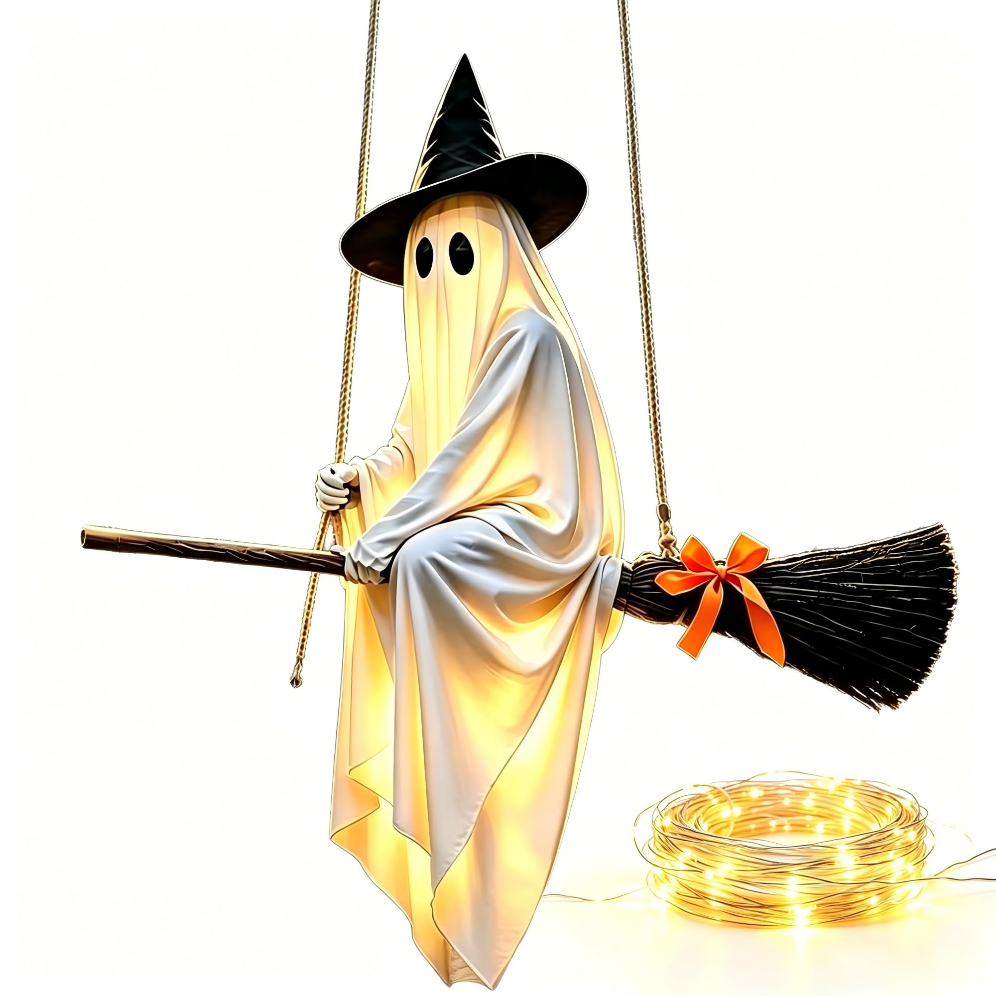 Décorations d'Halloween extérieures, fantôme lumineux suspendu à une balan