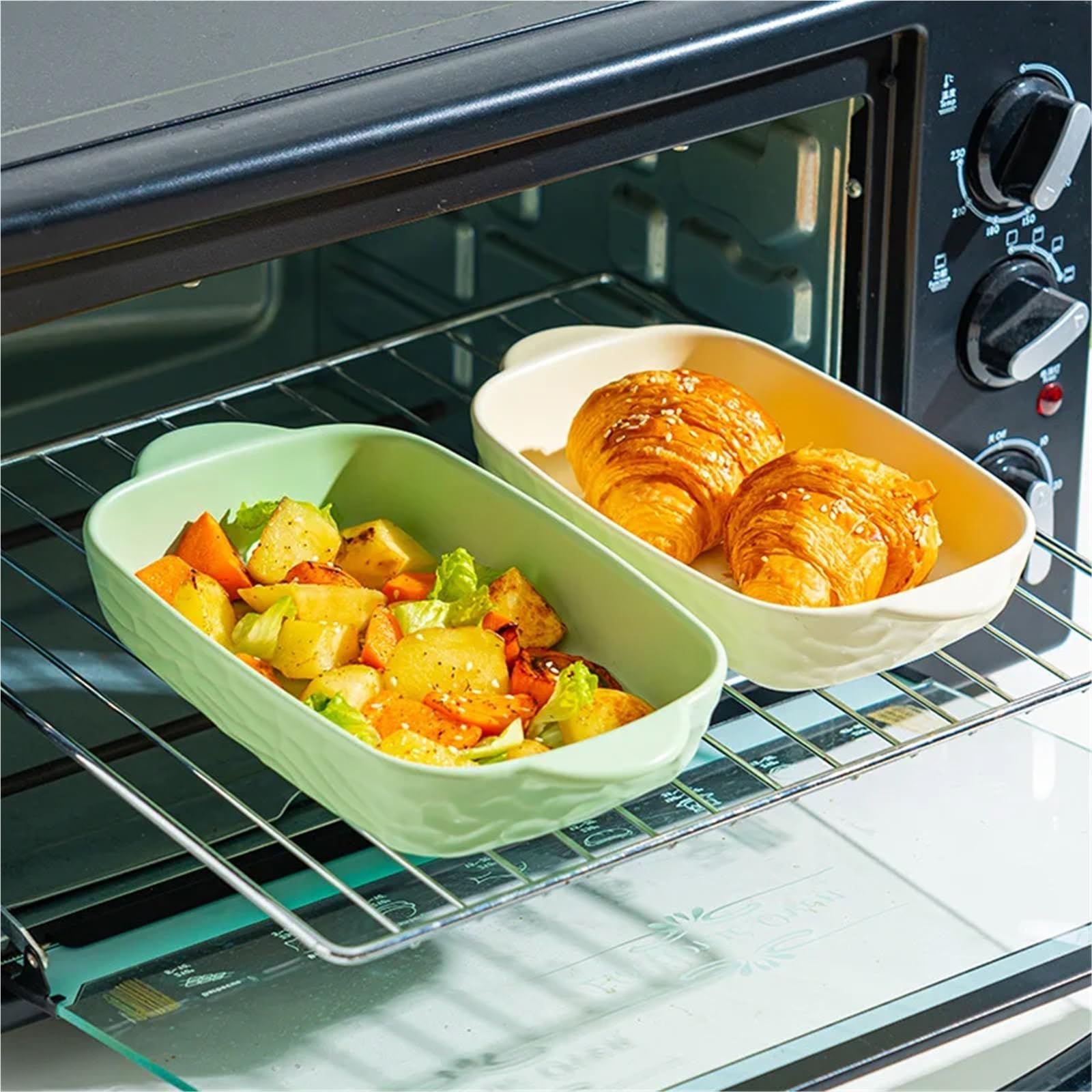 Auflaufform Keramik,Auflaufform Set Brotform for Backen, Werkzeuge und Zubehör, Küchenhelfer, Backgeschirr, Kochutensilien, Porzellangeschirr, Ofen-Backblech, Airfryer(9.5 Y)