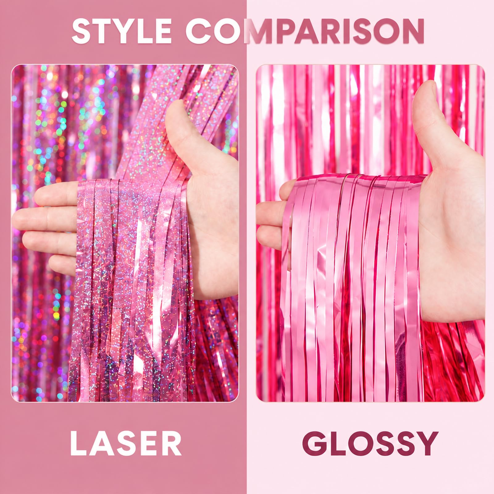 Pink Foil Fringe Backdrop - 3.3x6.6ft -6