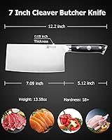 Vista 6 de Cuchillo de carnicero PAUDIN de 7 pulgadas, cuchillo de carnicero chino de acero alemán de alto carbono resistente con mango G10, cuchillos