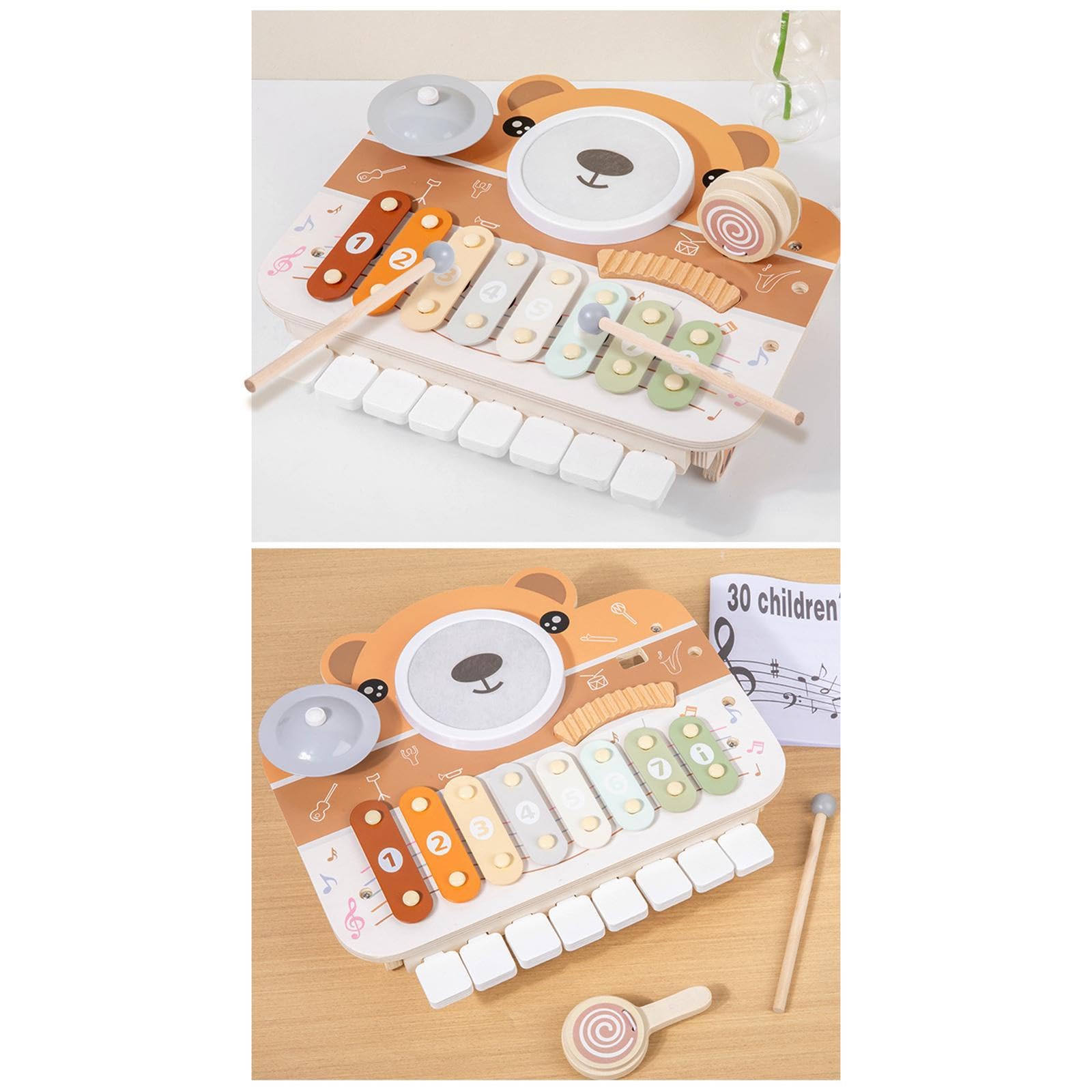 Clavier pour Bébé Préscolaire Xylophone En Bois pour Les Tout-petits 18 Mois + Filles Garçons