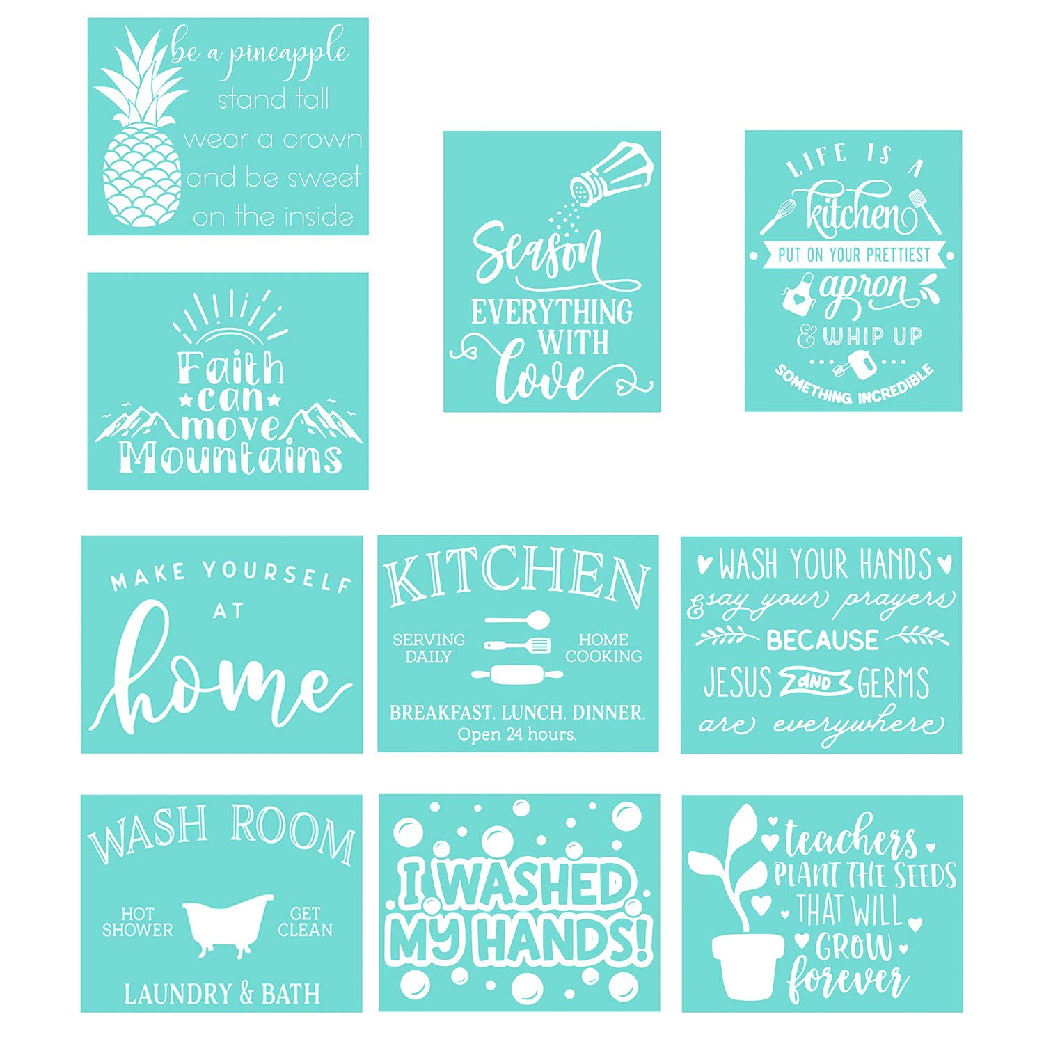 YeulionCraft Self-Adhesive Silk Screen Printing Stencil, Home Family Decor Pattern Reusable Adhesive Mesh Stencils for Decoration DIY T-Shirt Fabric Painting on Wood, Home Decor