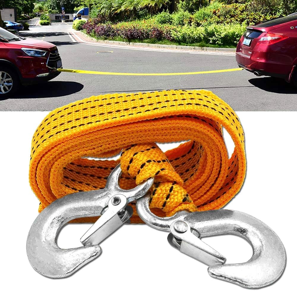YSY 1Set 51005A Heavy Duty Tow Strap with Safety Hooks | 2” x 10’ | 6600 LB Capacity | Polyester (car Towing)