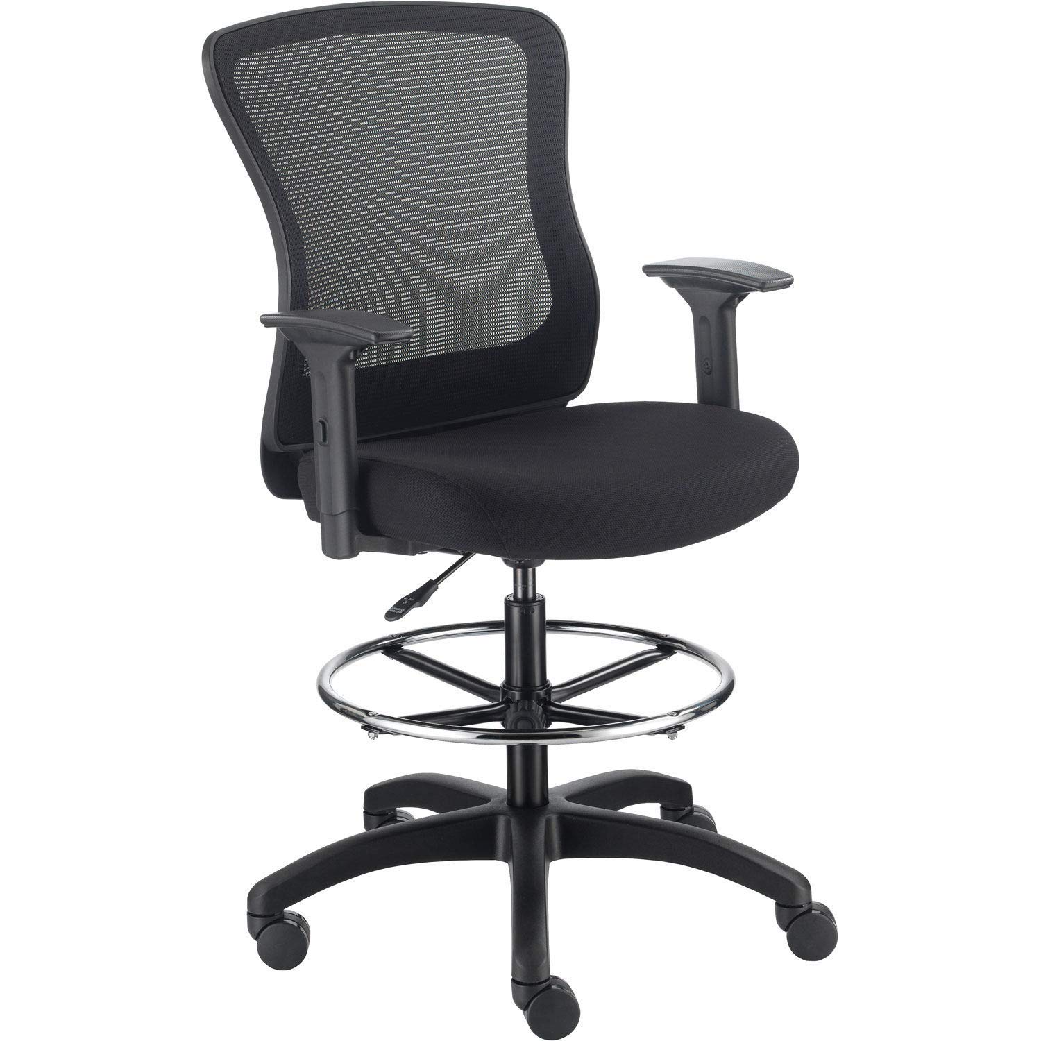 Global Industrial Mesh Back Task Stool, Black, Adjustable Arms, High Back