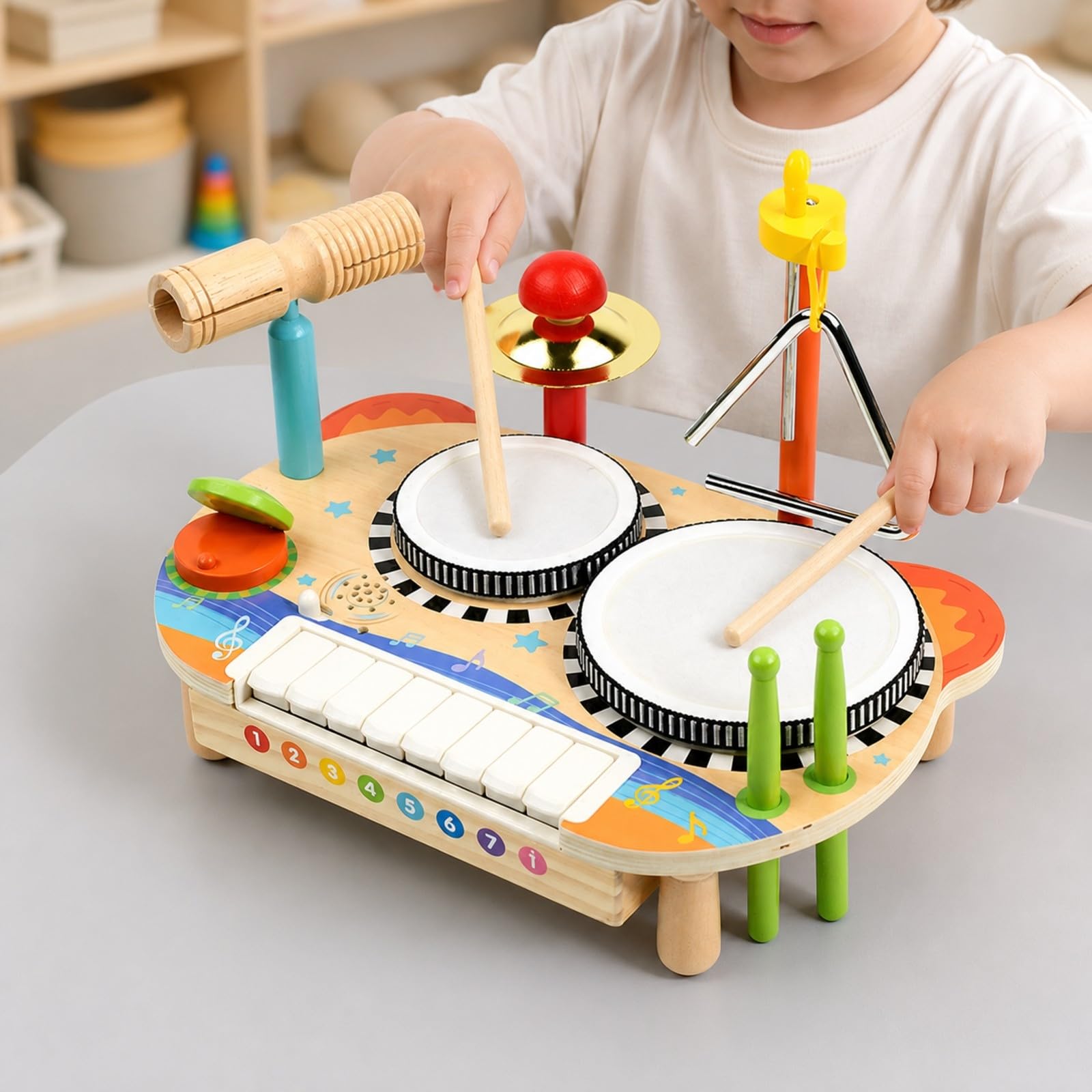 Batería Juguete con Xilófono Seguro | Estimulación Musical Temprana, Didáctico