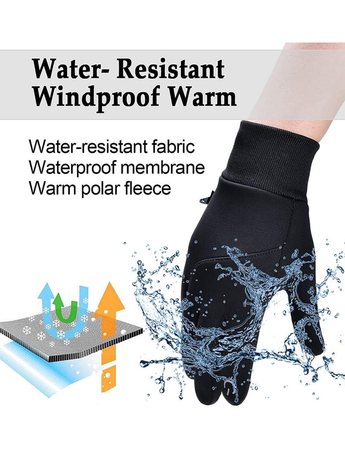 Guantes de invierno EAGLEFLY para pantalla táctil, ligeros, resistentes al agua caliente para caminar, equitación, ciclismo, correr y conducir (mediano)