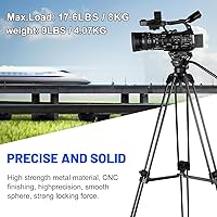 Vista 12 de Video Tripod, COMAN 74" Professional Metal Heavy Duty Camera Tripods with Adjustable Damping Fluid Head, Dual-Mode QR Plate Compatible with DJI RS4