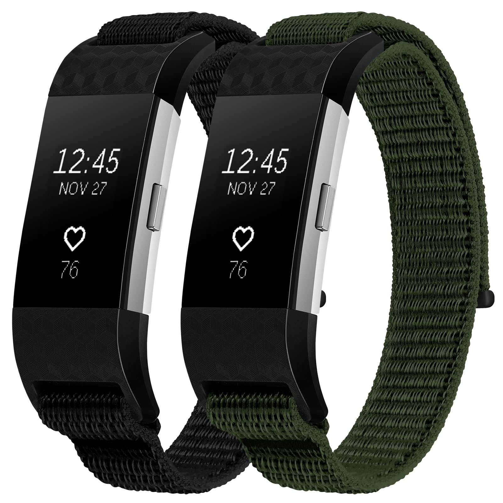 XANS Nylon Watch Straps Compatible with Fitbit Charge 2, Adjustable Breathable Nylon Sport Loop Replacement Bands for Fitbit Charge 2 Women and Men