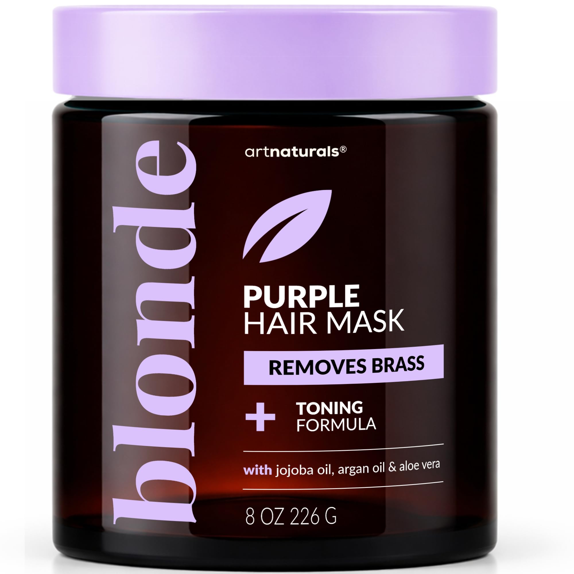 Artnaturals Purple Hair Mask for Blonde, Silver & Platinum Hair - Removes Yellow Brassy Color, Repairs Dry & Bleached Hair - Deep Conditioning Treatment Hair Moisturizer - Sulfate Free (8 Oz/226g)