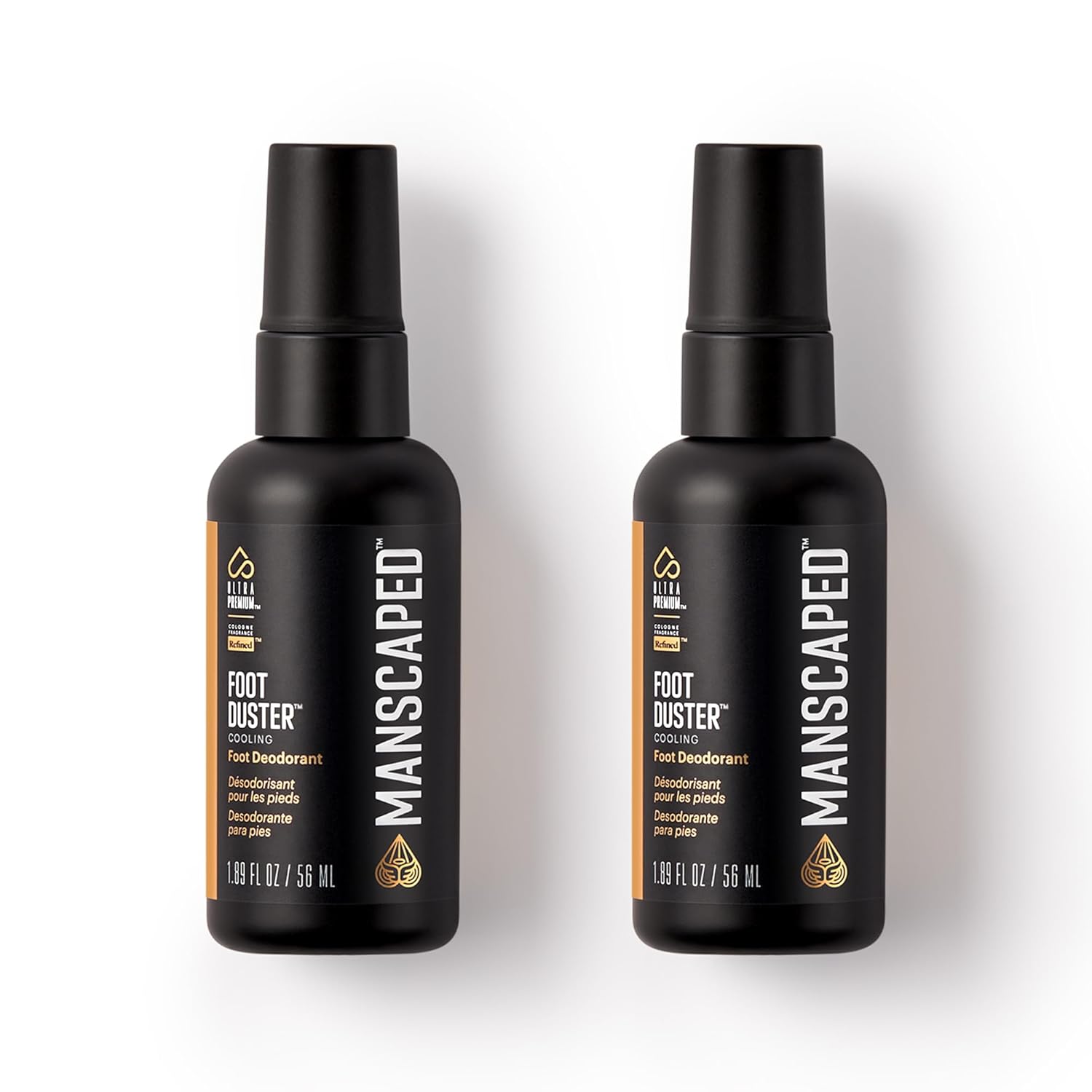 MANSCAPED® The Foot Duster®, Men's Cooling & Soothing Foot Deodorant Spray, Featuring Tea Tree, Coconut, Peppermint Oil, Refined® Scent, 1.89 fl. oz. (2-Pack)