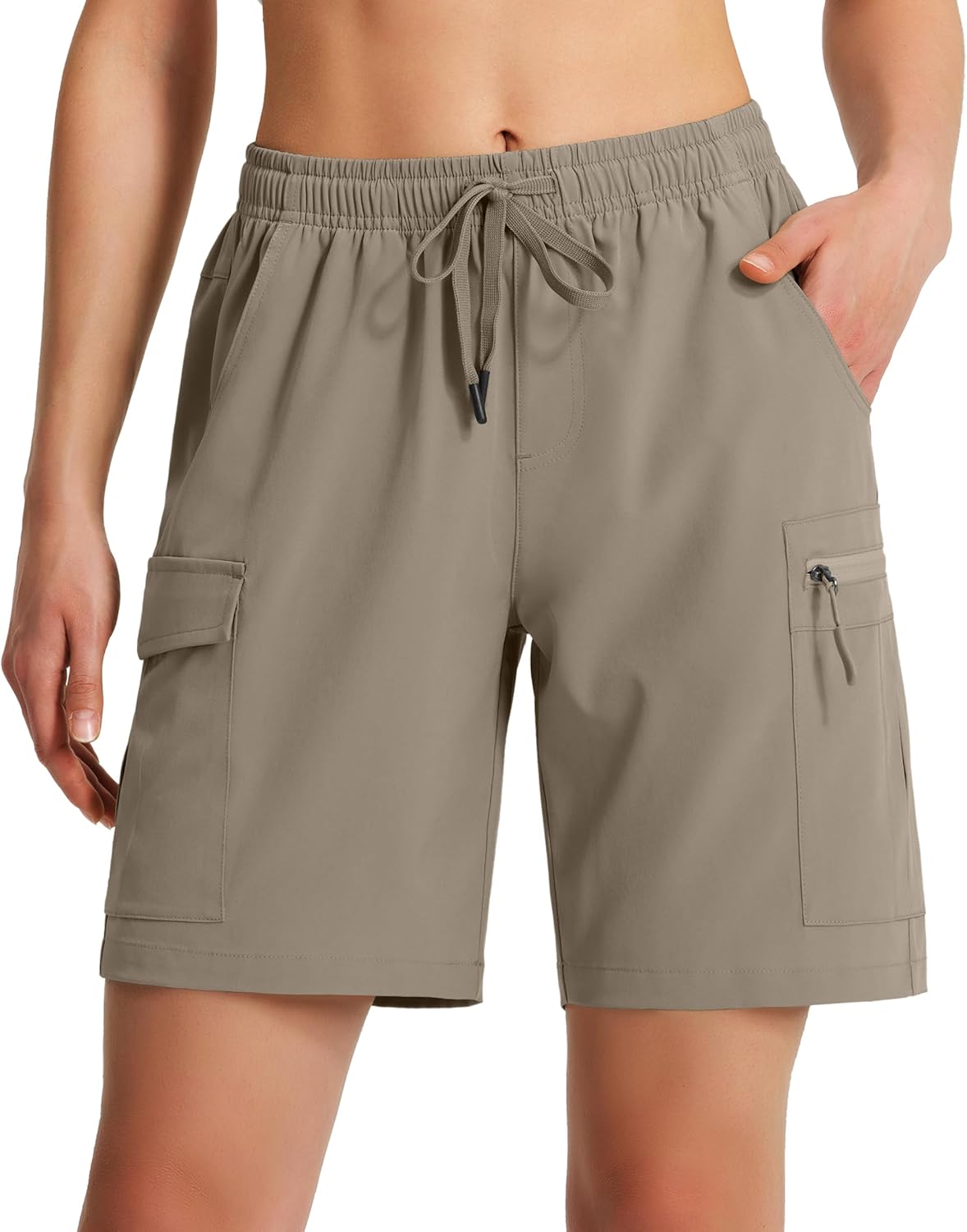 Ksmien Women's 7" Hiking Cargo Shorts Lightweight Quick Dry Ladies Summer Shorts with Zipper Pockets for Travel Golf - Image 2