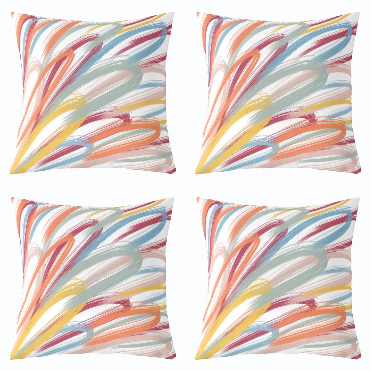 Homemissing Luxury Stripes Throw Pillow Covers 50x50cm Set of 4 Geometric Decorative Pillow Case Pillowcase Modern Striped Art Cushion Cover Farmhouse Orange Yellow Red Stripes Outdoor Pillows Covers โ image 1