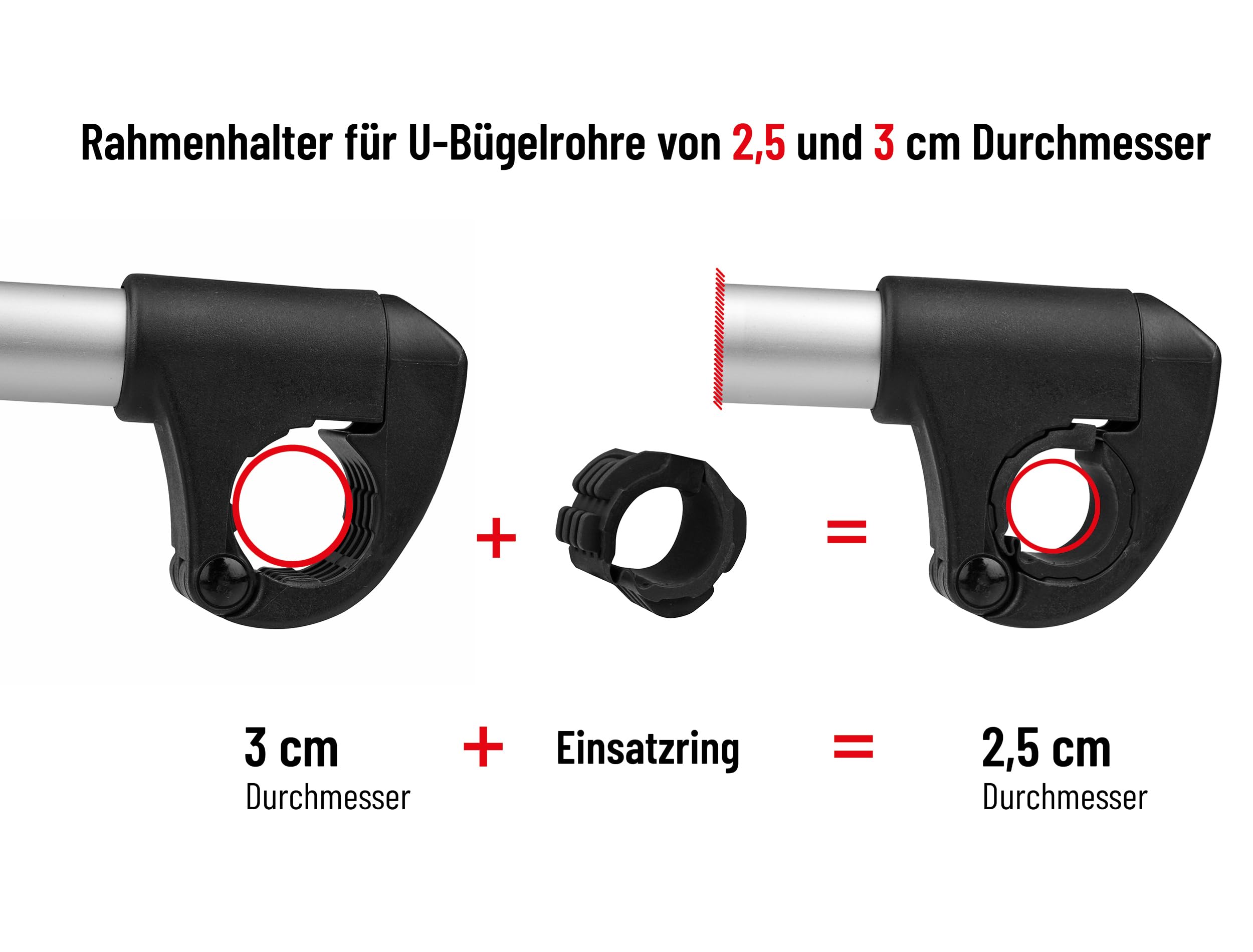 Bullwing Uchwyt na ramę krótki, Ø 25 + 30 mm, do bagażnika rowerowego ebike – bezpieczne i elastyczne mocowanie, regulowany
