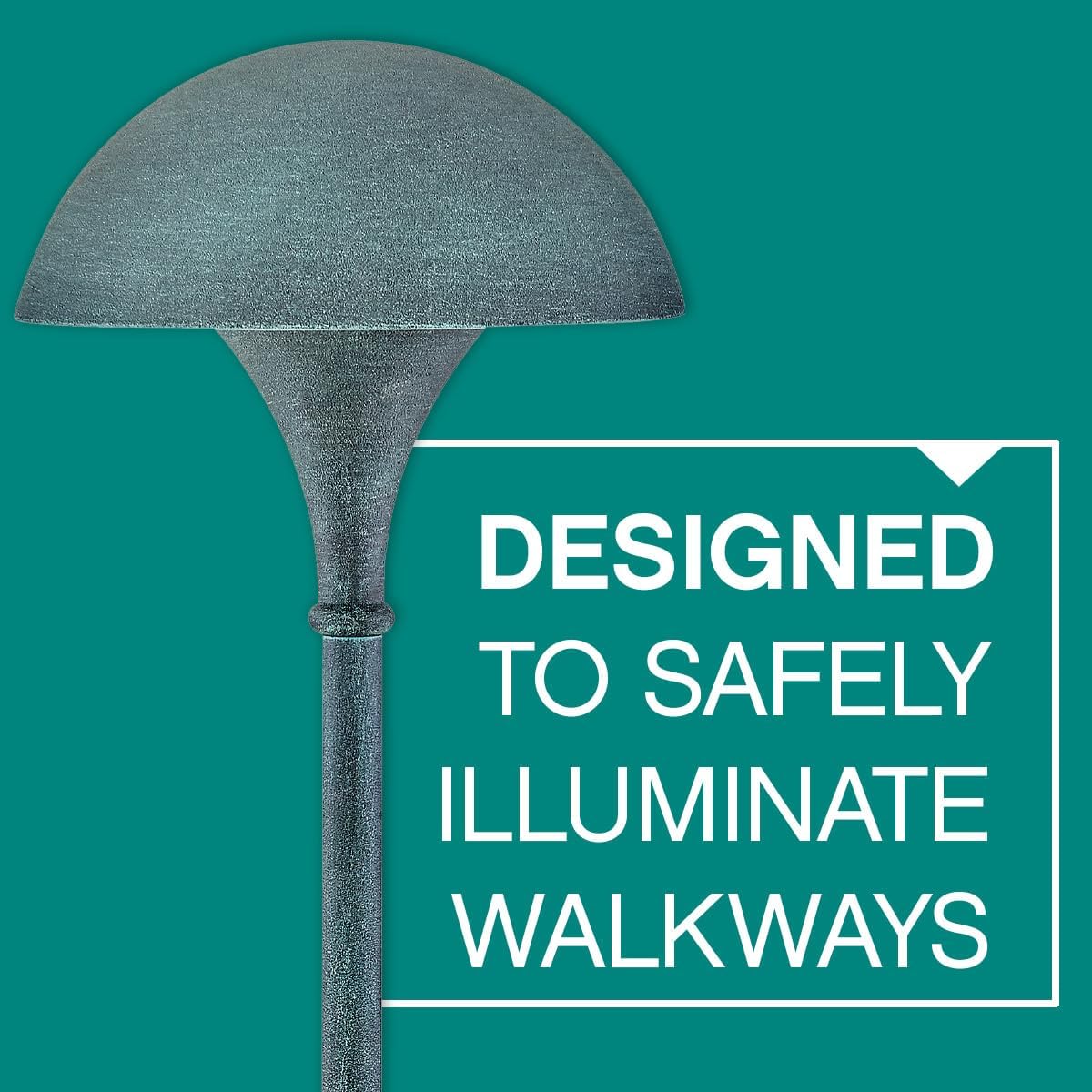 Hinkley Mushroom 120V LED Path Light – Clear Polycarbonate Glass, Traditional, Aluminum – Verde Finish