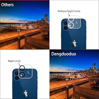 Dengduoduo 3 Pack Tempered Glass Camera Lens Protector for iPhone 12 6.1, Ultra HD, 9H Hardness, Anti-Scratch, Case Friendly, Easy to Install [No Affect on Night Shots]