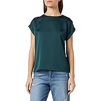Vila Viellette S/S Satin Top-Noos Camicia a Maniche Corte, Pino Ponderosa