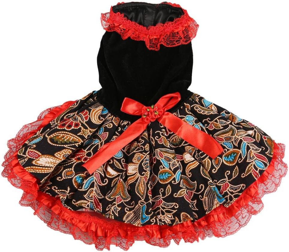 Pet Dog Red Lace Princess Tutu Dress Bow Bubble Skirt Puppy Costume Only for Small Dogs