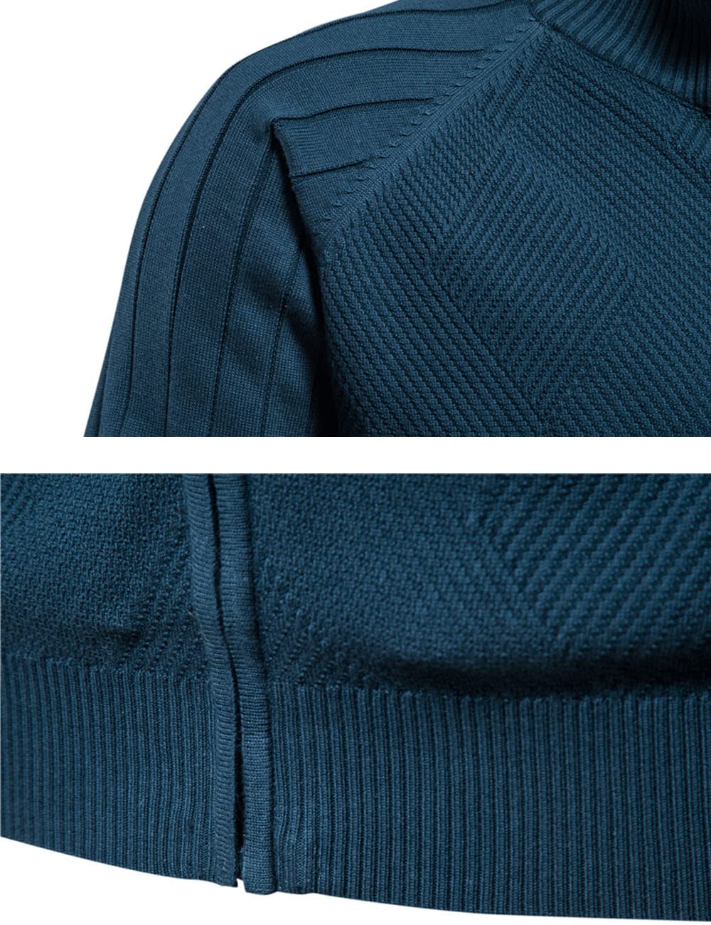 Giacca casual da uomo a maniche lunghe con cerniera intera e collo a maniche lunghe morbida felpa a maglia slim fit, Men, XL