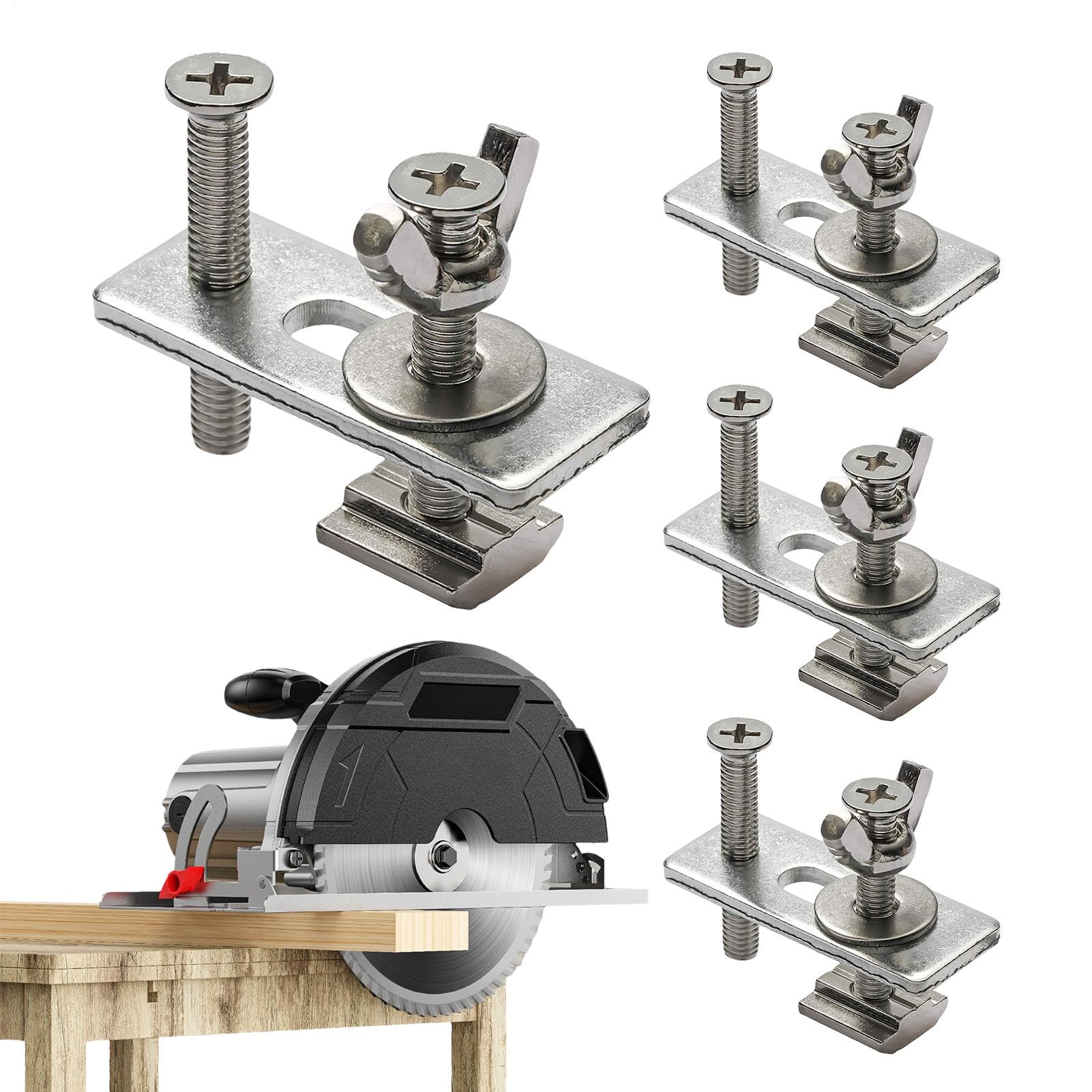 Pince de rail, pinces de maintien de rail en T,Paquet de 4 plaques de presse à pince pour rail en T - Accessoires de voie en T, outil de travail du bois, pinces d'établi pour routeur de travail du boi